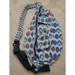 Kavu Rope Bag Sling Bag Holly Leaf Grey Canvas Leaves